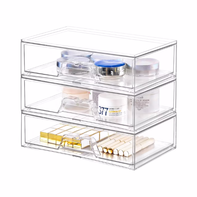 Indispensable boites boutique fée du tri : tiroire empilables transparents